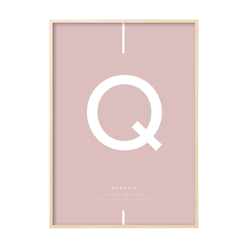 50x70 geboorteposter roze variant Q